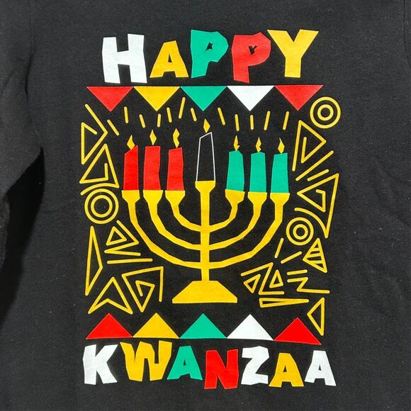 Children's Place Graphic Tee "Happy Kwanzaa" Long Sleeve Shirt Black Unisex 5T - Picture 5 of 11